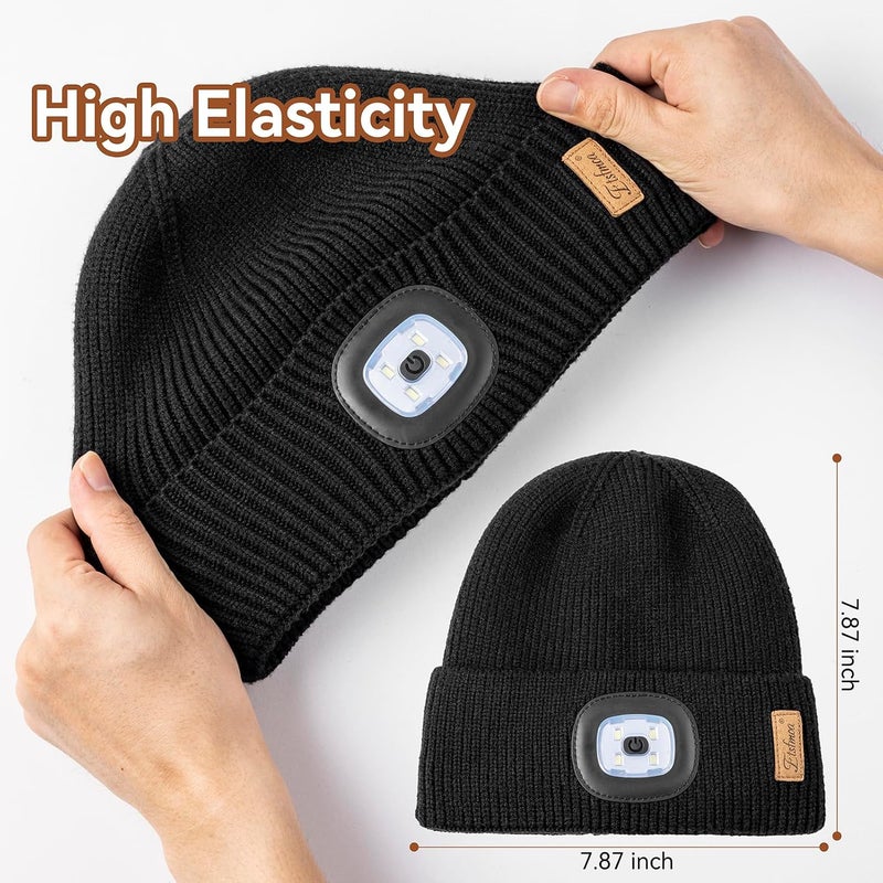 Etsfmoa Store Hat with Light for Kids,Fleece Lined Knit Beanie for Boys and Girls,Type-c Rechargeable Headlamp LED Cap - Image 3
